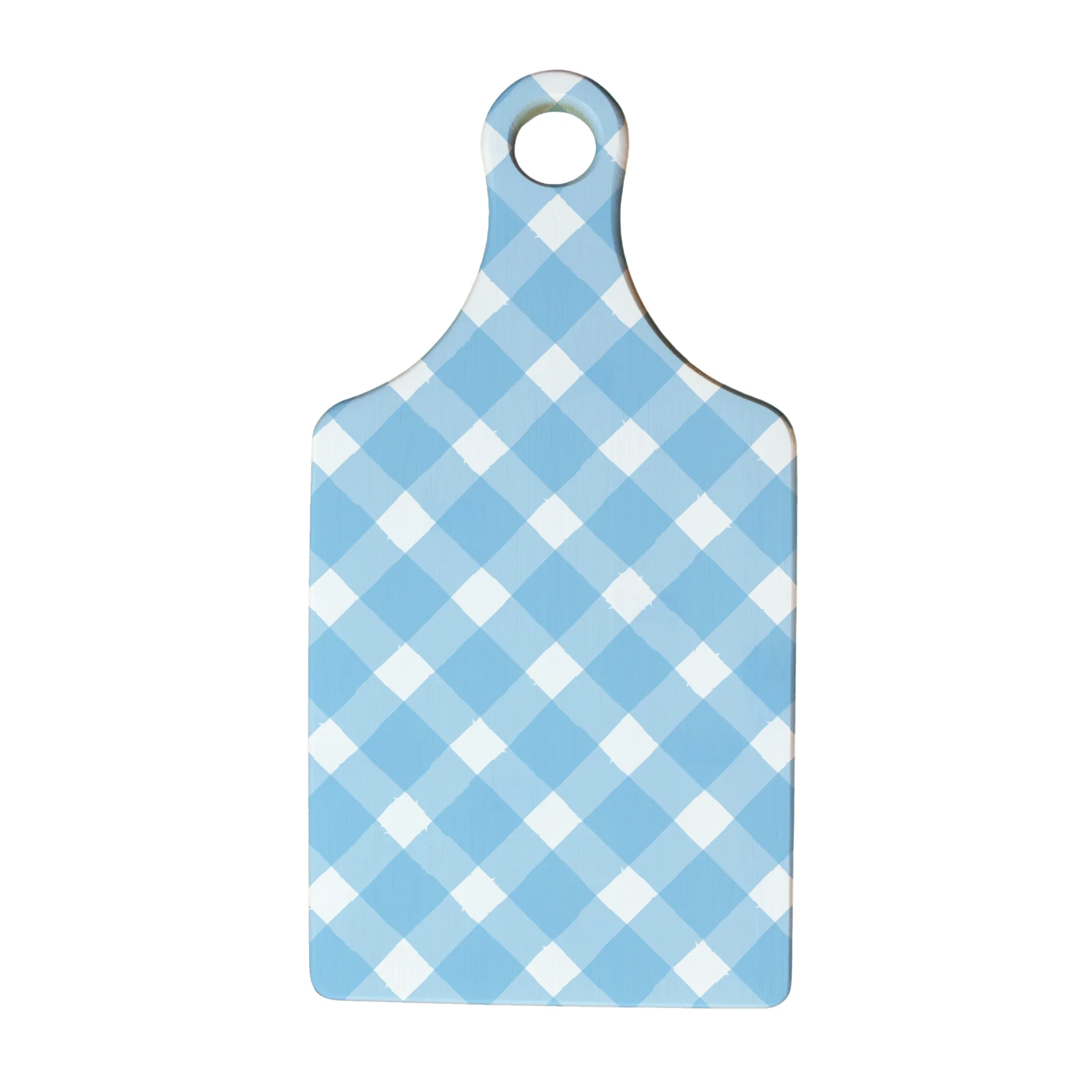 Serving Board w/Handle - Gingham Blue