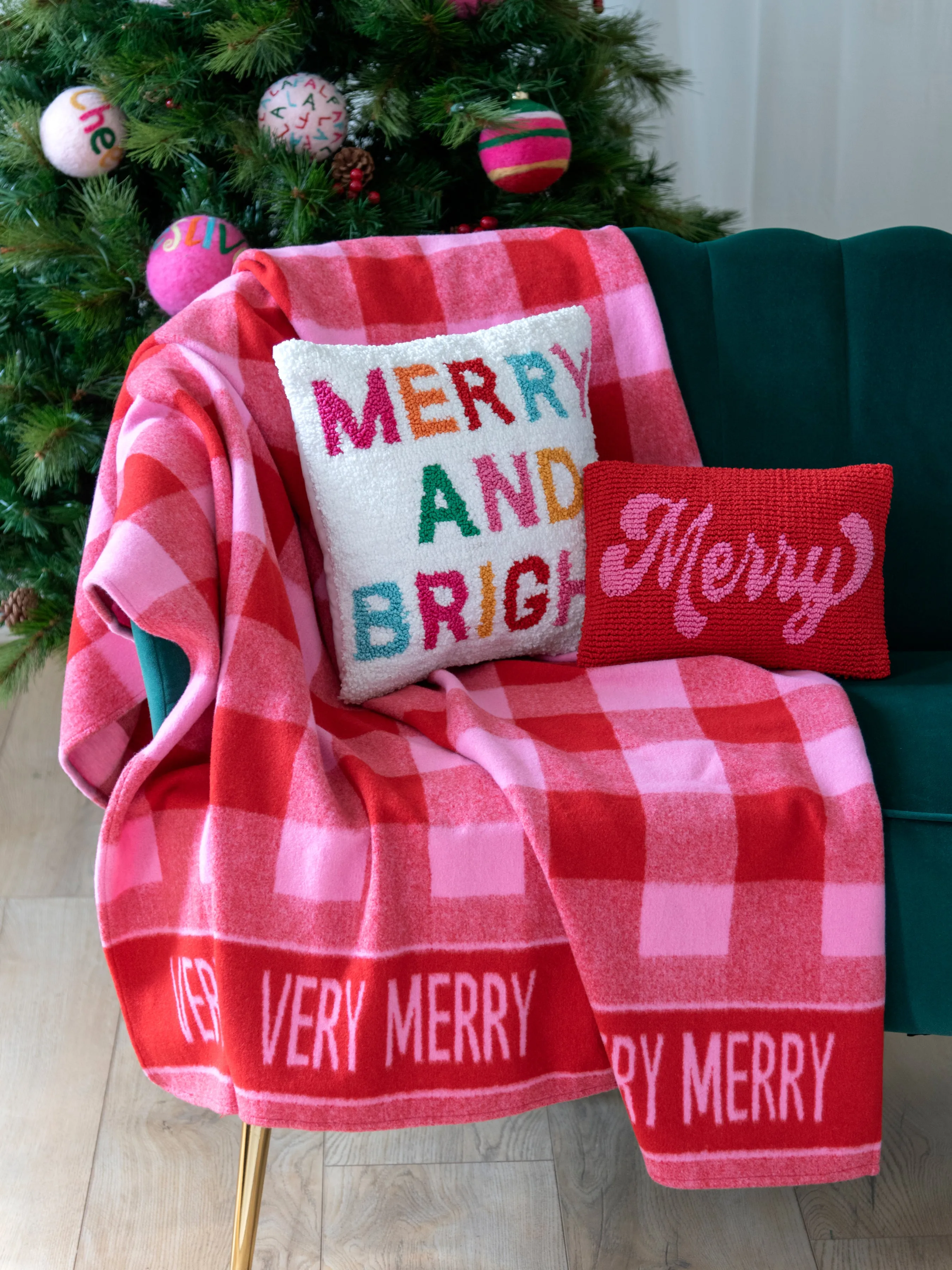 Shiraleah "Merry & Bright" Pillow, Multi