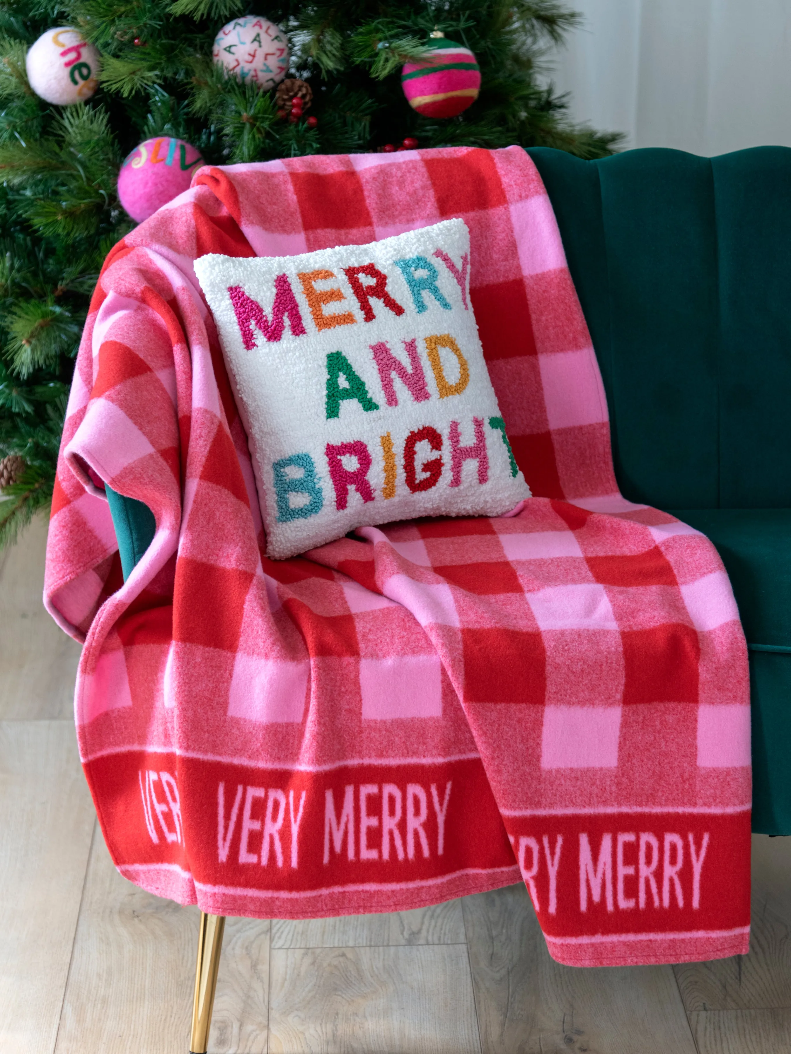 Shiraleah "Merry & Bright" Pillow, Multi