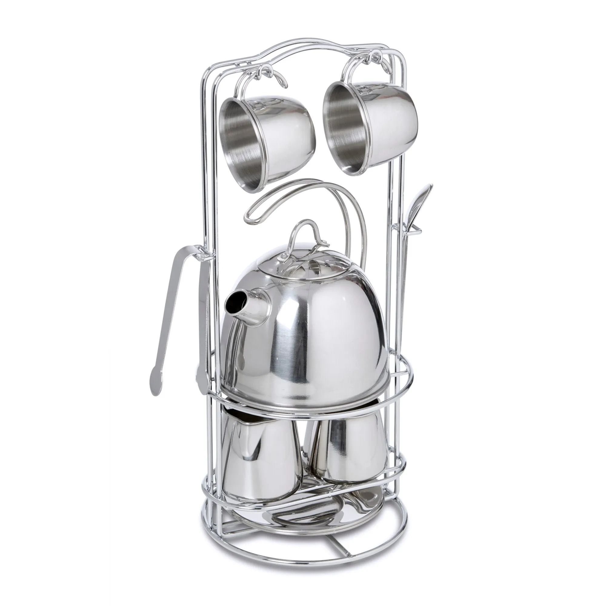 Stainless Steel Tea Set with Storage Stand