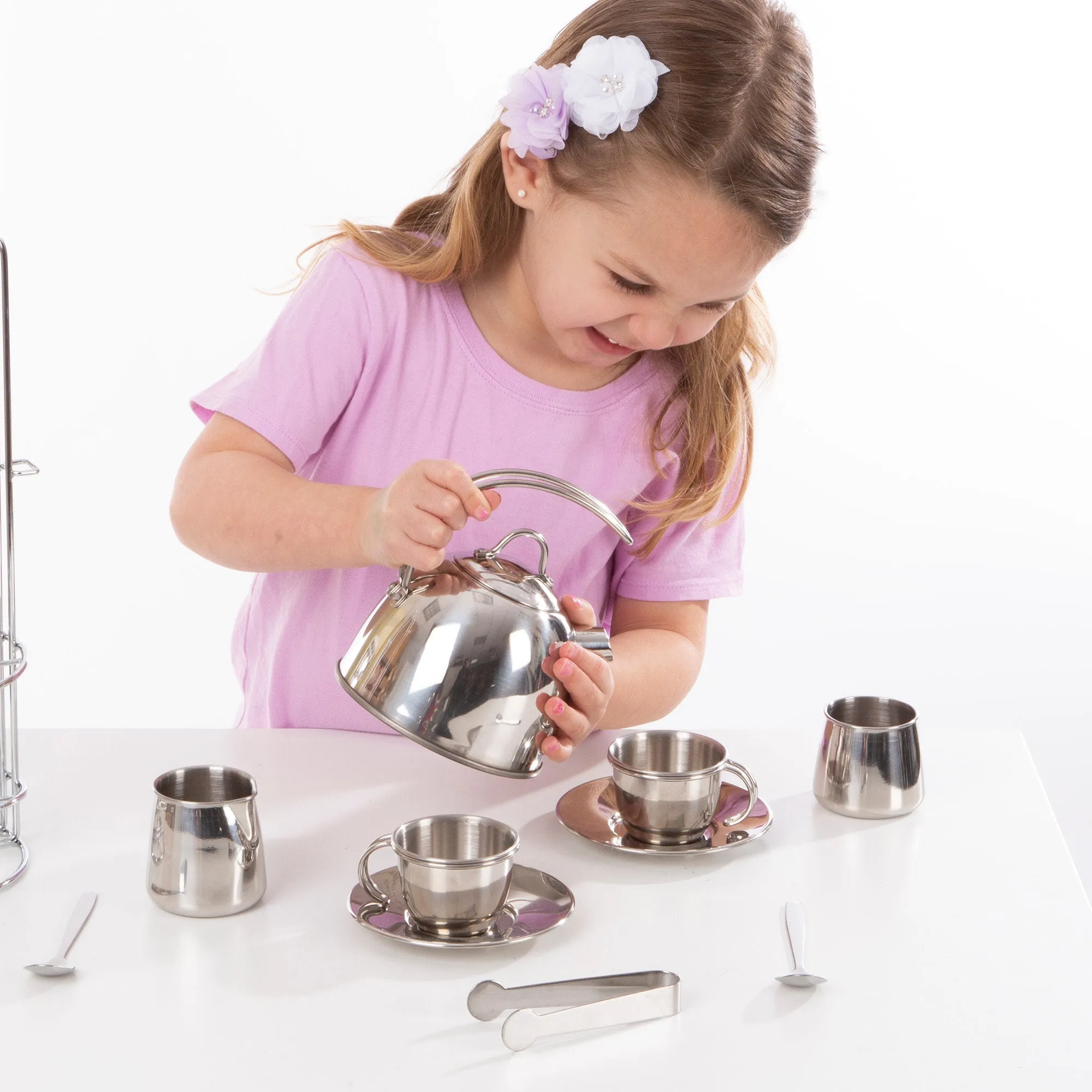 Stainless Steel Tea Set with Storage Stand