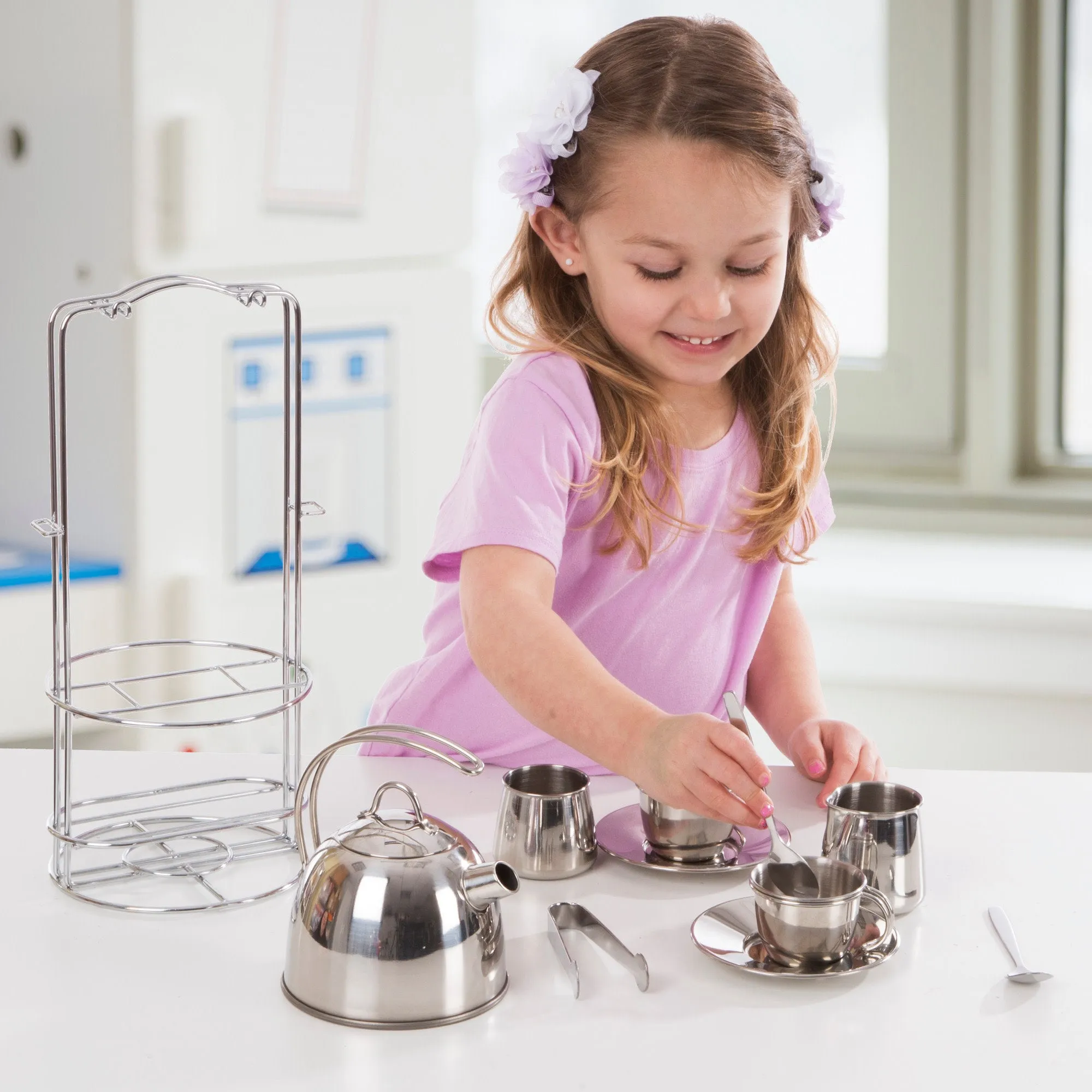 Stainless Steel Tea Set with Storage Stand