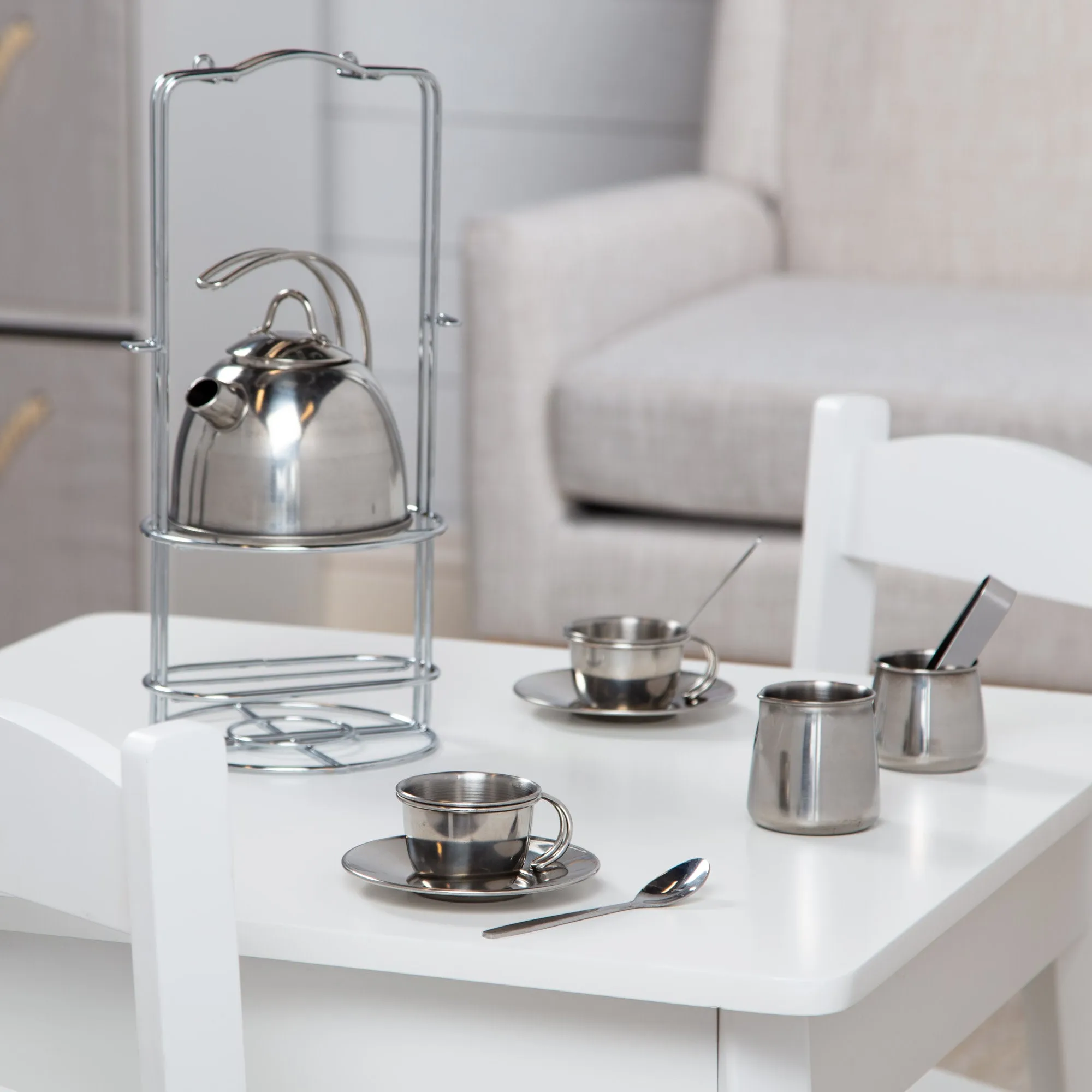 Stainless Steel Tea Set with Storage Stand