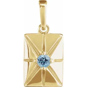 Starburst 14K Yellow Gold Pendant and Natural Aquamarine