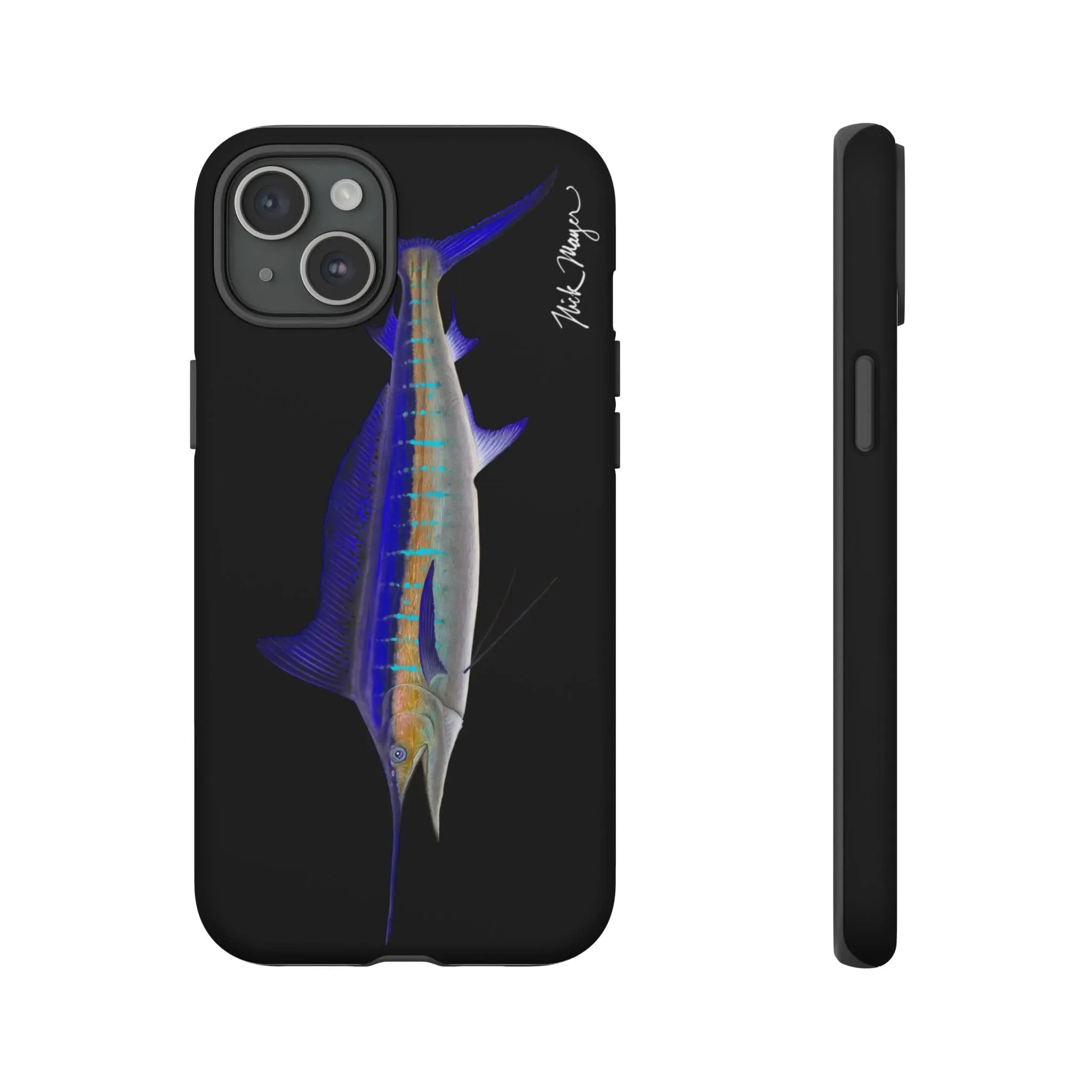 Striped Marlin Black iPhone 15 Case