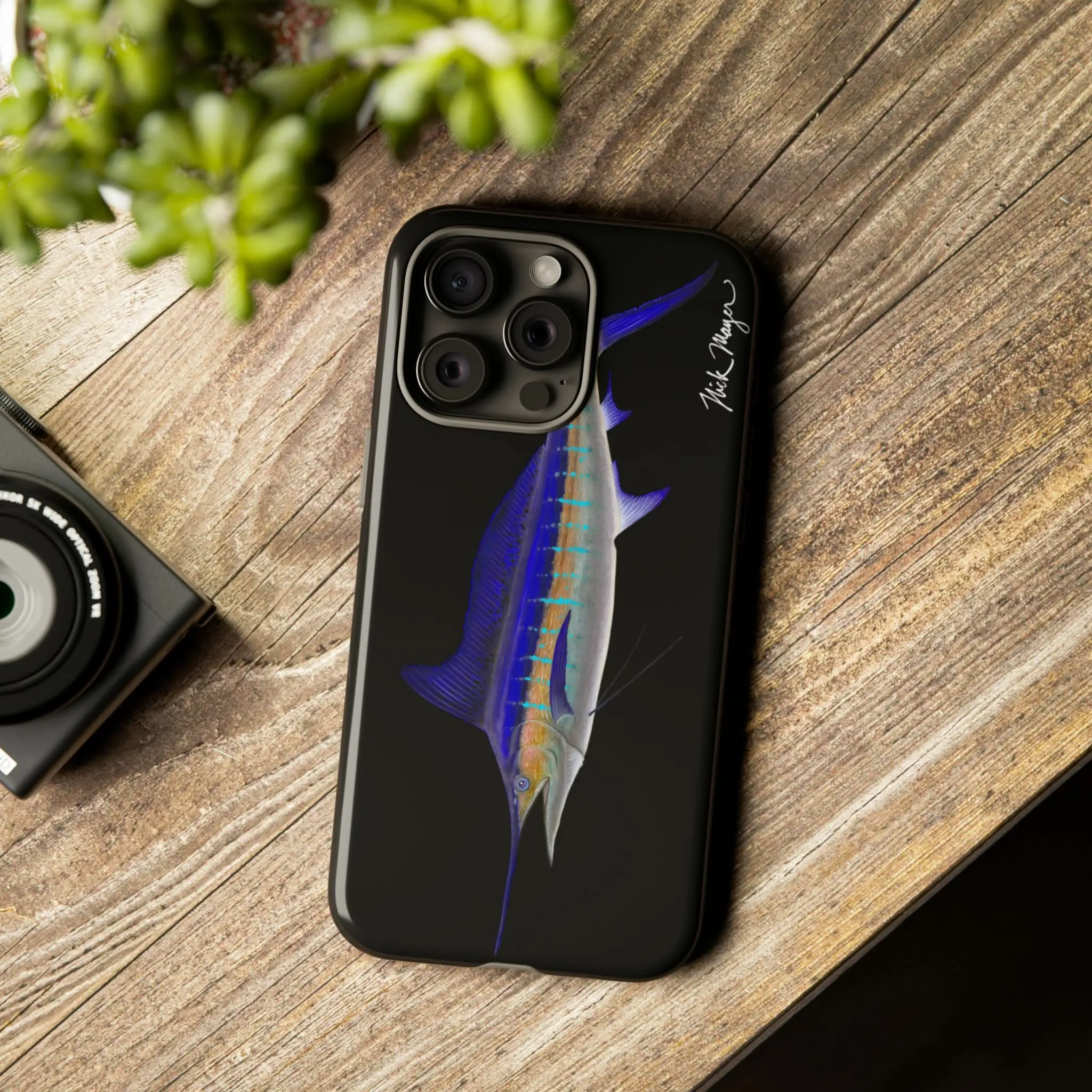 Striped Marlin Black iPhone 15 Case