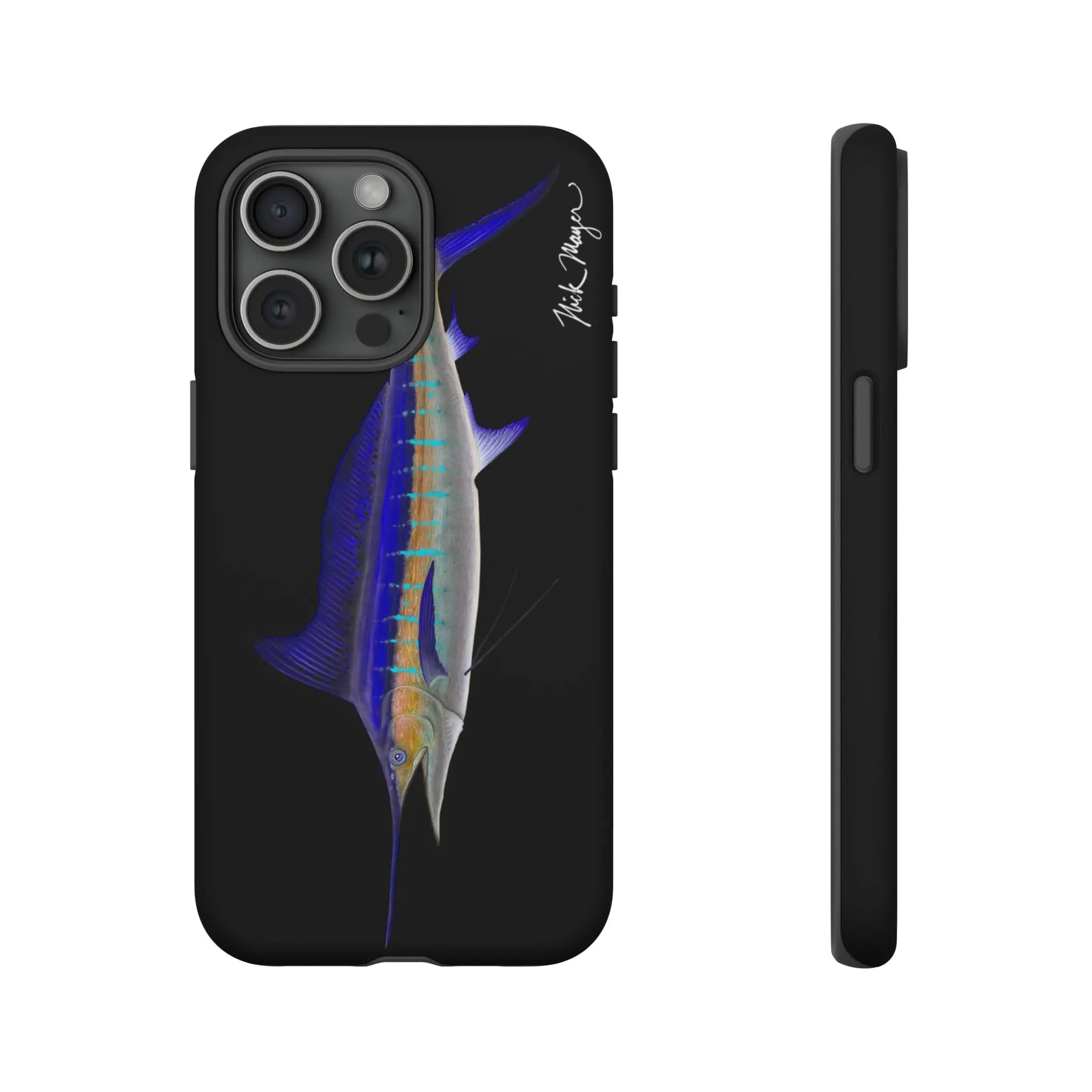 Striped Marlin Black iPhone 15 Case