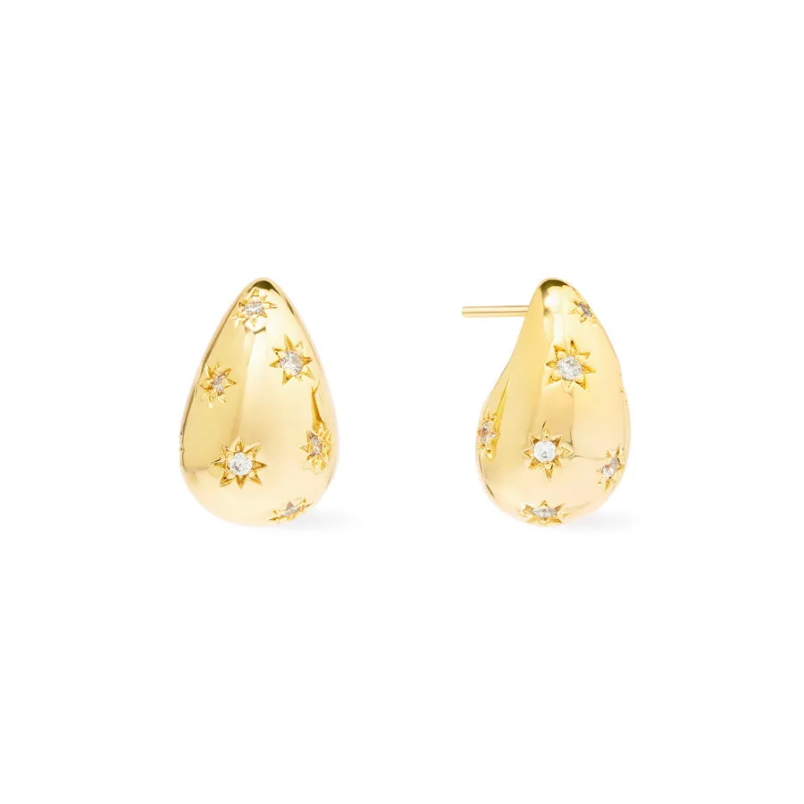 Teardrop Constellation Gold 20mm Stud Earrings