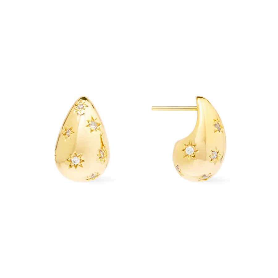 Teardrop Constellation Gold 20mm Stud Earrings