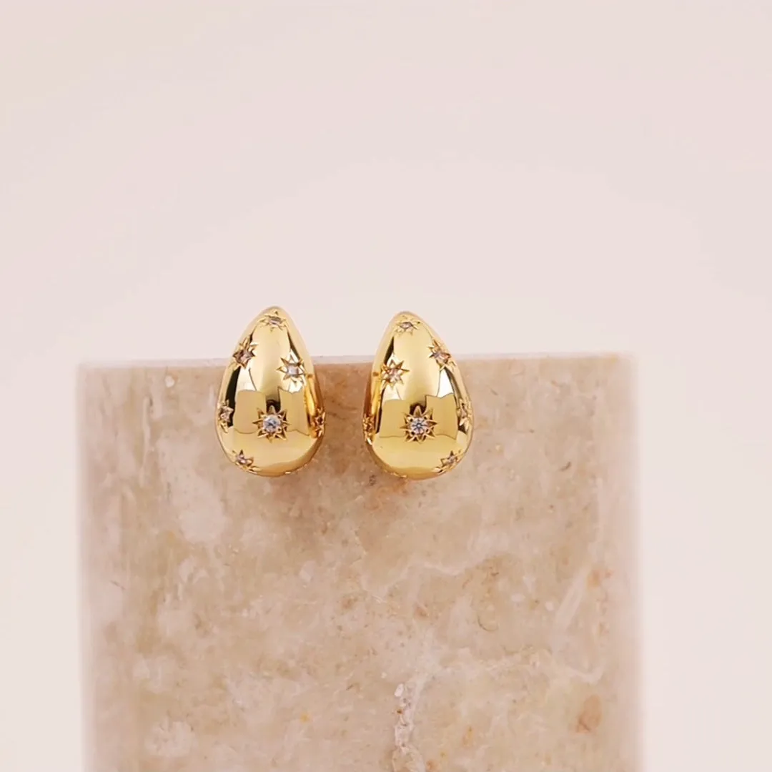 Teardrop Constellation Gold 20mm Stud Earrings