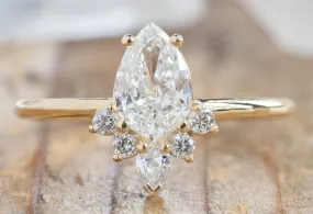 The Aster Ring with a .75ct Pear-Cut White Diamond