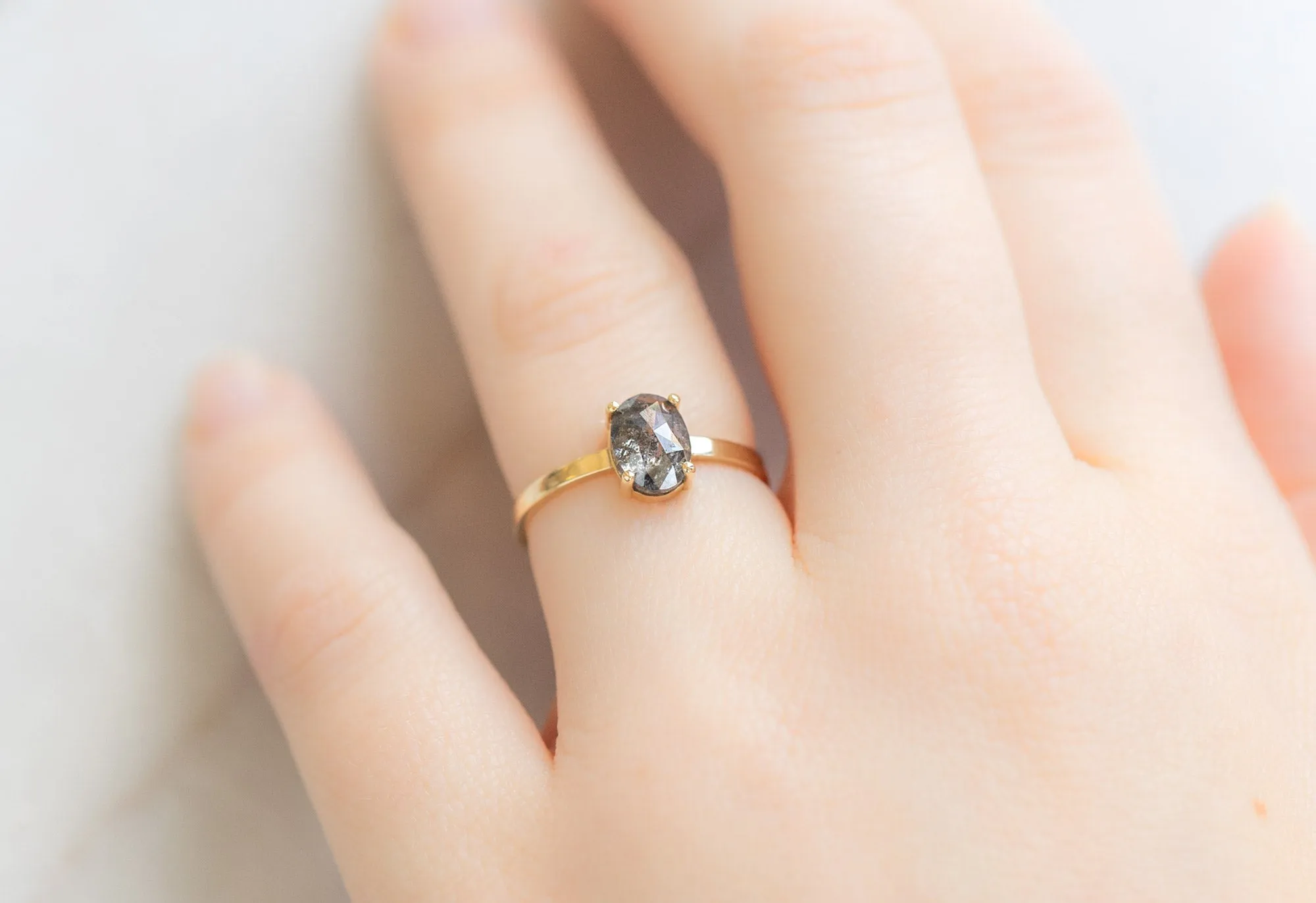 The Bryn Ring with an Oval-Cut Salt and Pepper Diamond