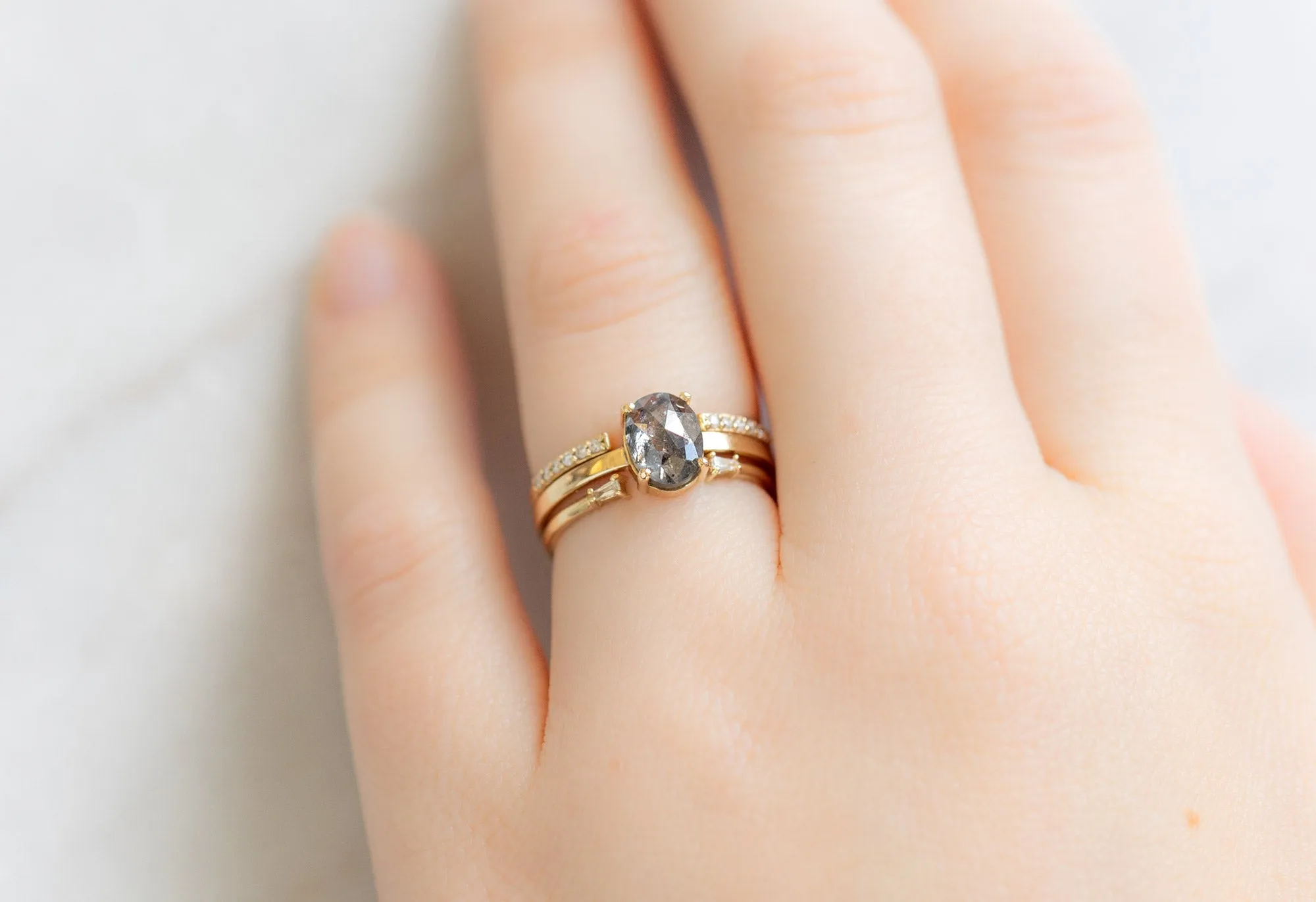 The Bryn Ring with an Oval-Cut Salt and Pepper Diamond