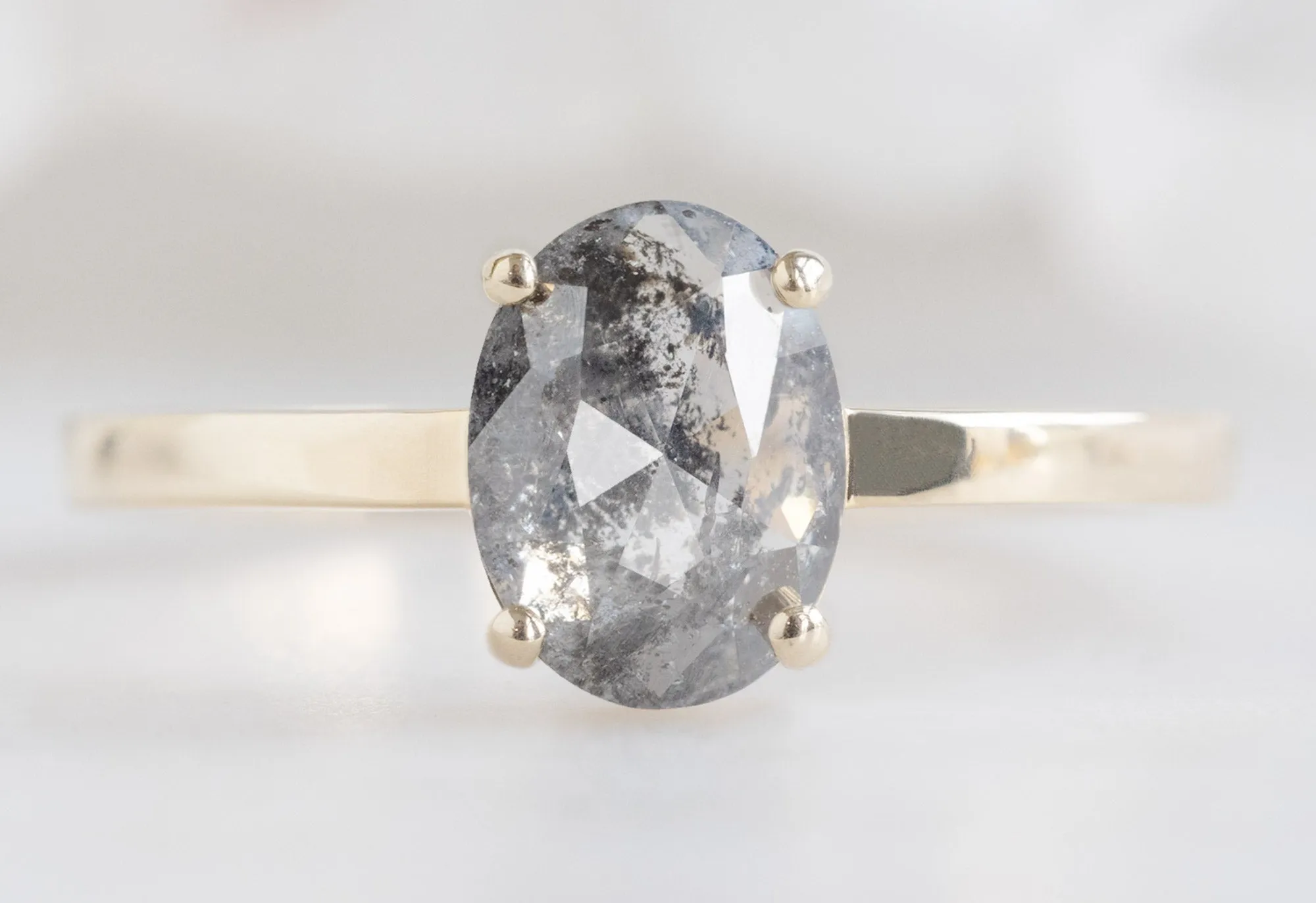 The Bryn Ring with an Oval-Cut Salt and Pepper Diamond