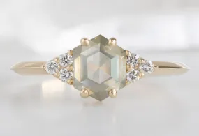 The Ivy Ring with a 1.18ct Green Hexagon Diamond