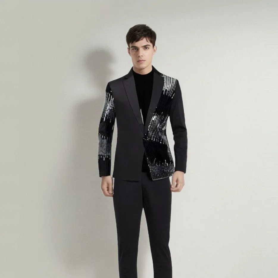 The Strass Slim Fit Blazer Suit Jacket - Jet Black