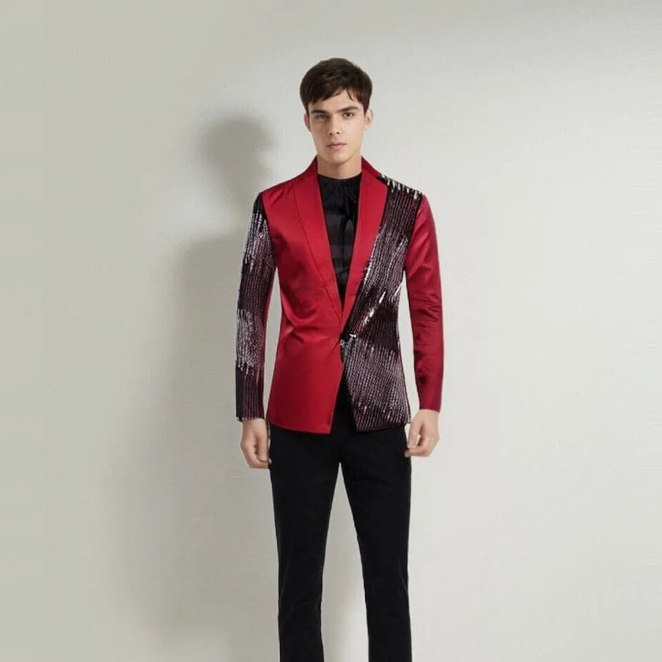 The Strass Slim Fit Blazer Suit Jacket - Scarlet