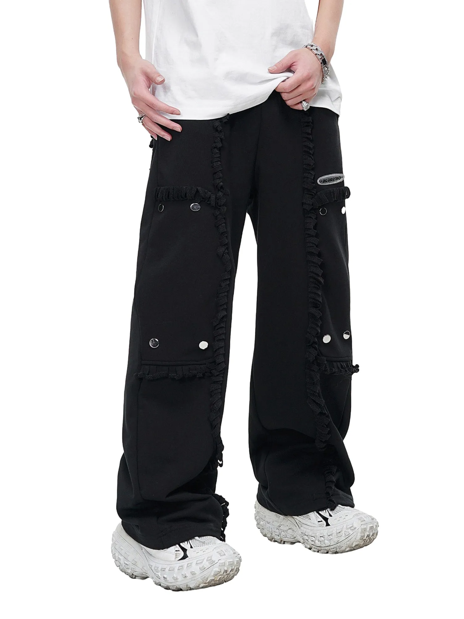 Thesupermade High Street Spliced Button Patchwork Pants