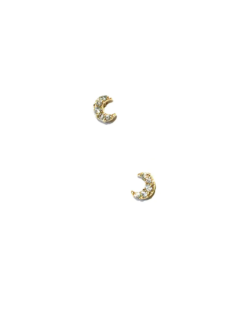 Tiny CZ Crescent Moon Posts