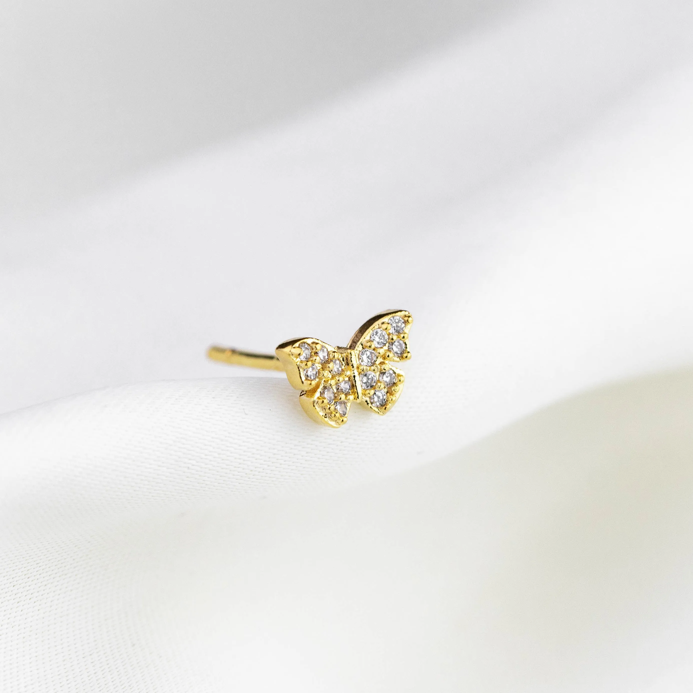 Tiny Sparkling Butterfly Stud