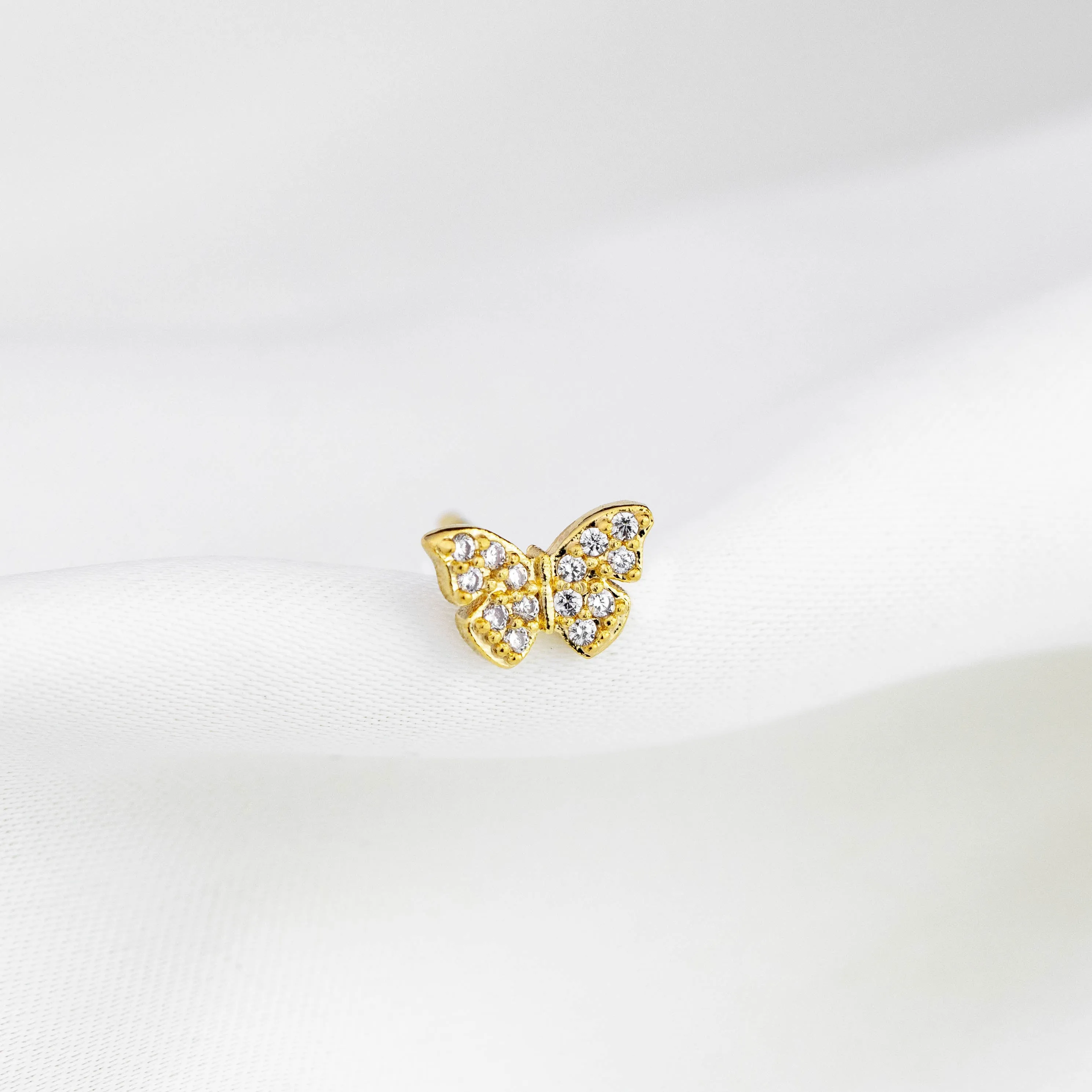 Tiny Sparkling Butterfly Stud