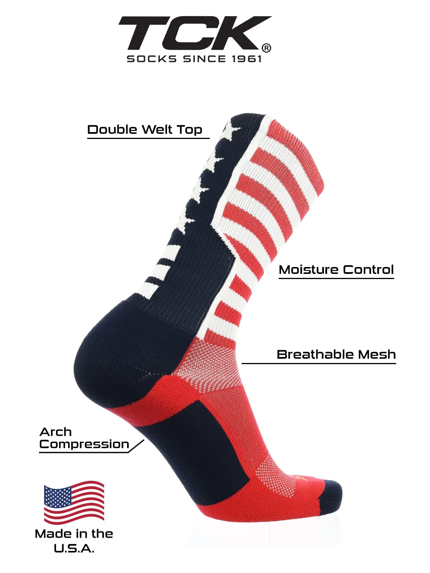 USA Flag Crew Socks