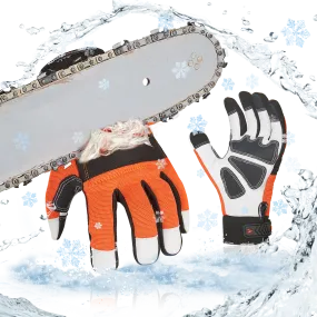 VGO 0°C/32°F COLDPROOF Winter Chainsaw Gloves, 12-Layer Chainsaw Protection, Safety leather Work Gloves, Mechanic Gloves(Orange, GA8912FW)