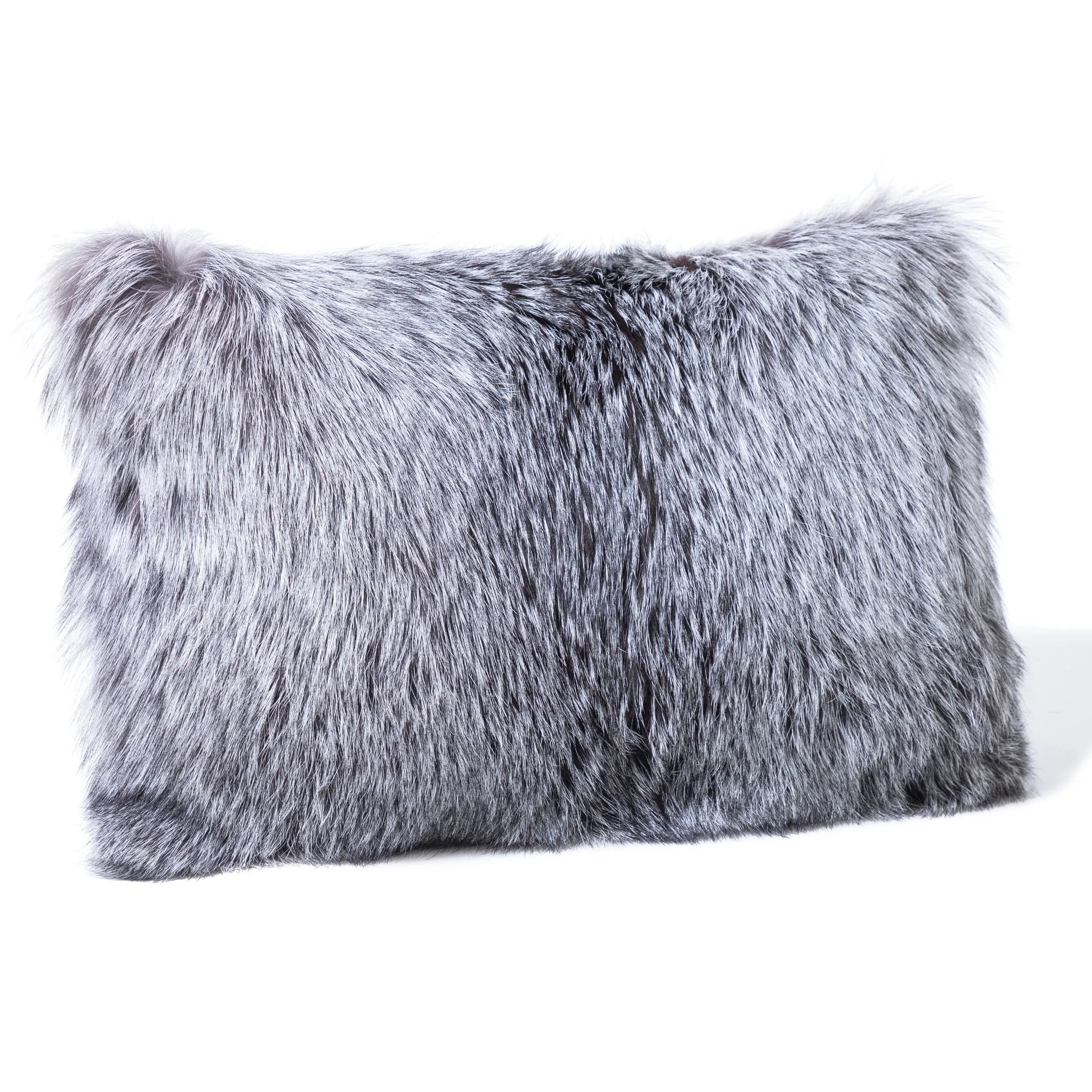 Volpe Silver Finland Fur and Cashmere Pillow- Grey