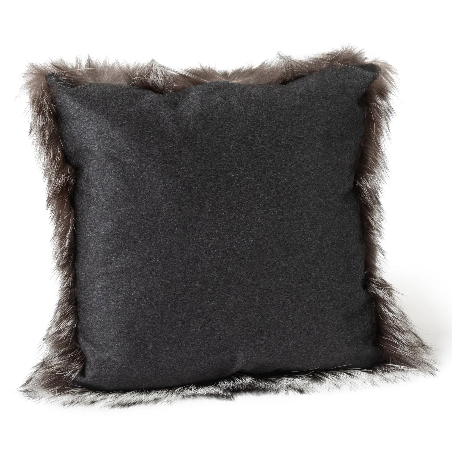 Volpe Silver Finland Fur and Cashmere Pillow- Grey