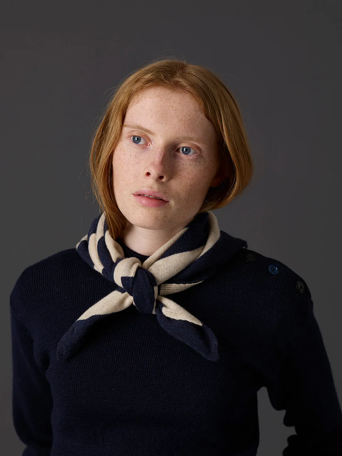 Wide Stripe Square Neckerchief Cosmos & Oatmeal Sample Sale