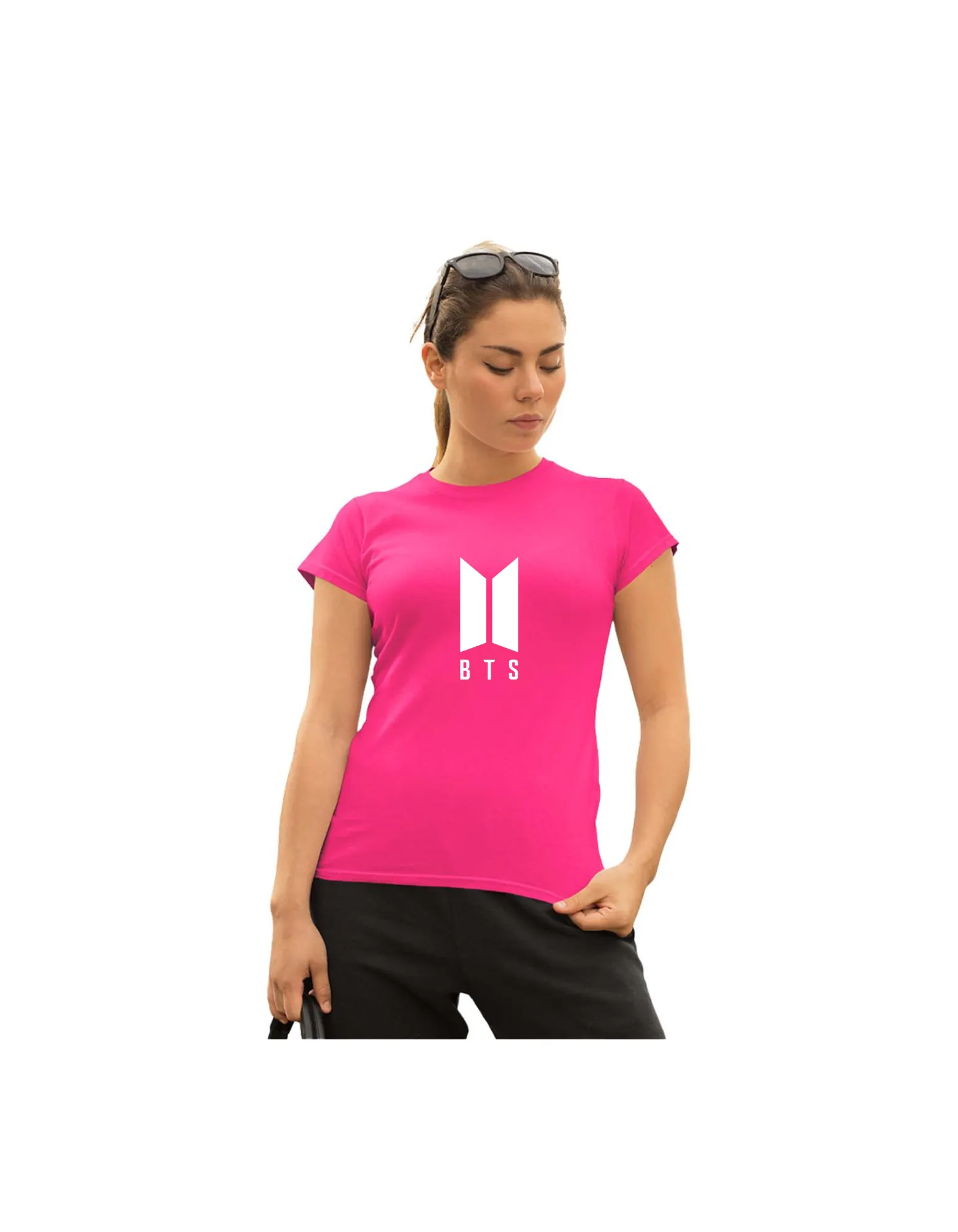 WOMENS BTS -2 PRINTED TSHIRT - DARK PINK