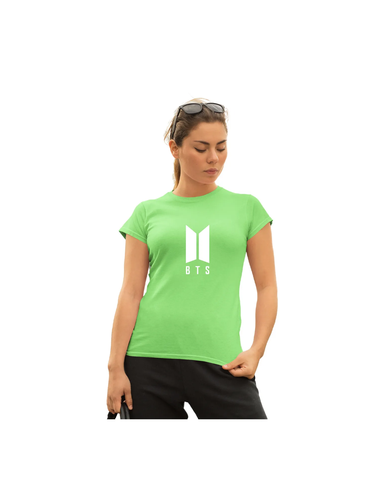 WOMENS BTS -2 PRINTED TSHIRT - LIGHT GREEN