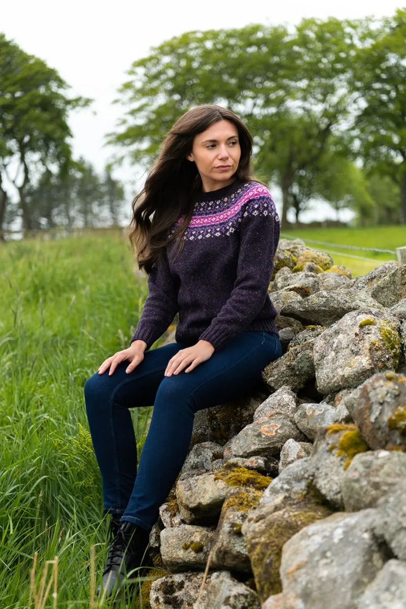 Womens Croft II Yoke Fair Isle Jumper - Purple