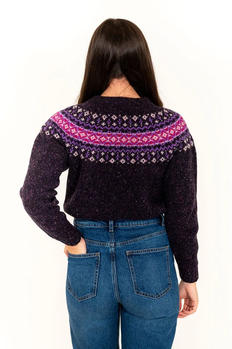 Womens Croft II Yoke Fair Isle Jumper - Purple