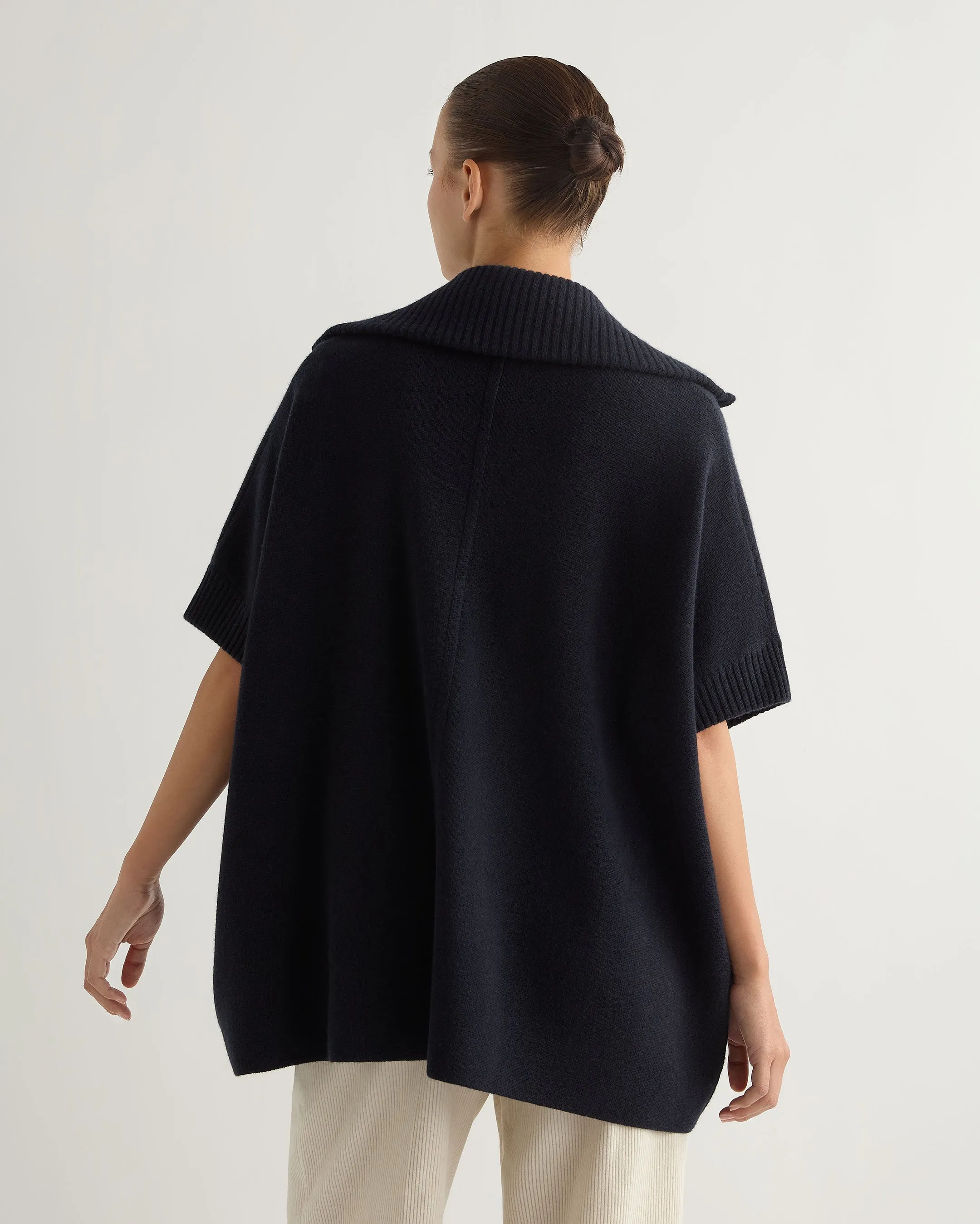 Women's Milano Knitted Cashmere Cape Navy Blue