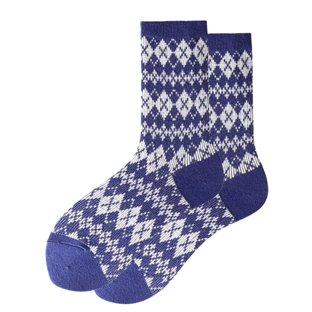 Women's Touch Wear Everyday Stripe Blue Crew Wool Socks 5-Packs